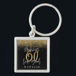 黒モダンスタイリッシュと金ゴールドのグリッター60誕生日 キーホルダー<br><div class="desc">黒モダンと金ゴールド効果グリッター60th誕生日プレゼント。コレクションのエレガント一部スタイリッシュ。</div>