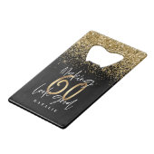 黒モダンスタイリッシュと金ゴールドのグリッター60誕生日 クレジットカード栓抜き (正面アングル)