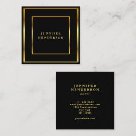黒モダンスタイリッシュと金ゴールドのプロフェッショナル広場 スクエア名刺