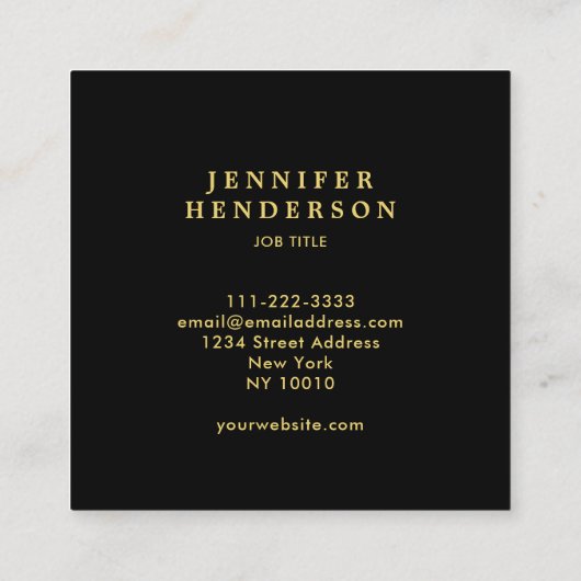 黒モダンスタイリッシュと金ゴールドのプロフェッショナル広場 スクエア名刺 (裏面)