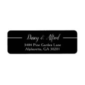 黒モダンスタイリッシュスクリプ結婚トの差出人住所 ラベル (正面)