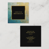 黒モダンスタイリッシュターキオース金ゴールドプロフェッショナル スクエア名刺 (正面/裏面)