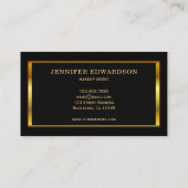 黒モダンスタイリッシュプロフェッショナル上の金ゴールド枠 名刺 (裏面)