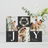 黒モダンスタイリッシュ写真コラージュJoy Christmas シーズンカード (スタンド正面)