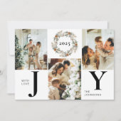 黒モダンスタイリッシュ写真コラージュJoy Christmas シーズンカード (正面)