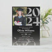 黒モダンスタイリッシュ写真卒業発表 招待状 (スタンド正面)