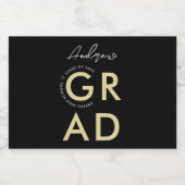 黒モダンスタイリッシュ卒業パーティー リキュールボトルラベル (シングルラベル)