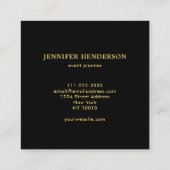 黒モダンスタイリッシュ大理石と金ゴールドプロフェッショナル スクエア名刺 (裏面)