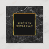 黒モダンスタイリッシュ大理石と金ゴールドプロフェッショナル スクエア名刺 (正面)