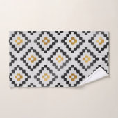 黒モダンスタイリッシュ灰色金ゴールド幾何デザイン バスタオルセット (ハンドタオル)