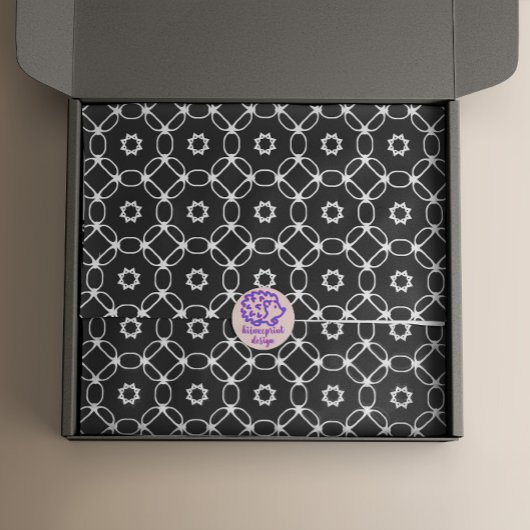 黒モダンスタイリッシュ白の幾何学的パターン 薄葉紙