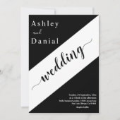 黒モダンスタイリッシュ白エレガントな結婚式 招待状 (正面)