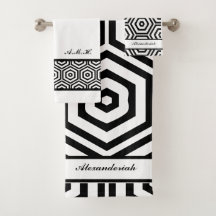 黒モダンスタイリッシュ白バスルーム幾何学的