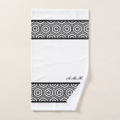 黒モダンスタイリッシュ白バスルーム幾何学的 バスタオルセット (ハンドタオル)