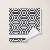 黒モダンスタイリッシュ白バスルーム幾何学的 バスタオルセット (ウォッシュタオル)