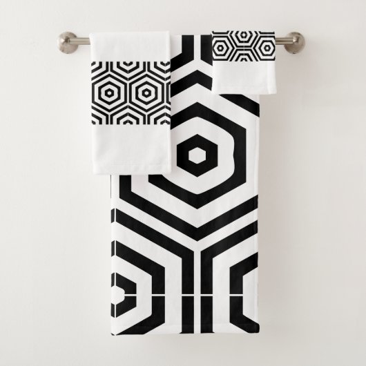 黒モダンスタイリッシュ白バスルーム バスタオルセット (インサイチュ)