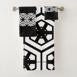 黒モダンスタイリッシュ白バスルーム バスタオルセット