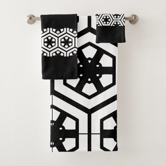 黒モダンスタイリッシュ白バスルーム バスタオルセット (インサイチュ)