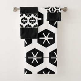 黒モダンスタイリッシュ白バスルーム バスタオルセット