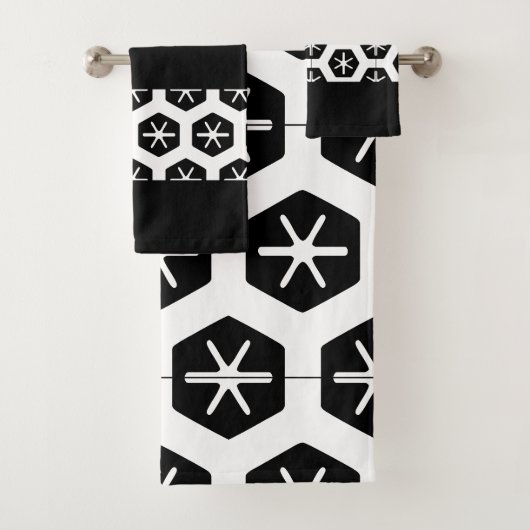 黒モダンスタイリッシュ白バスルーム バスタオルセット (インサイチュ)