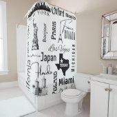 黒モダンスタイリッシュ白パリステキサス州フランス シャワーカーテン (インサイチュ)