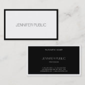 黒モダンスタイリッシュ白プロフェッショナルトレンディー 名刺 (正面/裏面)