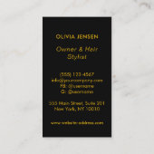 黒モダンスタイリッシュ金の美容師メイクアップ 名刺 (裏面)