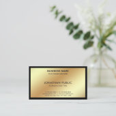 黒モダンスタイリッシュ金ゴールドクリエイティブプシンプルラン 名刺 (スタンド正面)