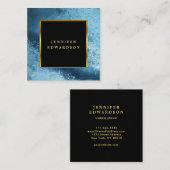 黒モダンスタイリッシュ金ゴールドブルーアイスプロフェッショナル スクエア名刺 (正面/裏面)