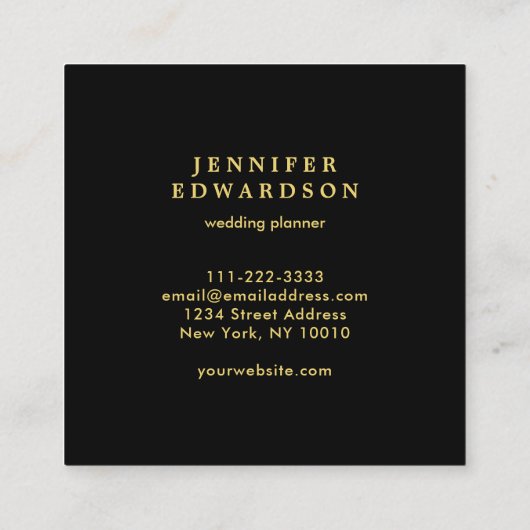 黒モダンスタイリッシュ金ゴールドブルーアイスプロフェッショナル スクエア名刺 (裏面)