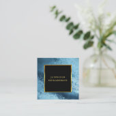 黒モダンスタイリッシュ金ゴールドブルーアイスプロフェッショナル スクエア名刺 (スタンド正面)