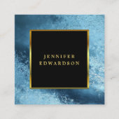 黒モダンスタイリッシュ金ゴールドブルーアイスプロフェッショナル スクエア名刺 (正面)