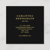 黒モダンスタイリッシュ金ゴールドプロフェッショナルモノグラム スクエア名刺 (裏面)