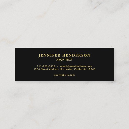 黒モダンスタイリッシュ金ゴールドプロフェッショナル スキニー名刺 (裏面)