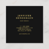 黒モダンスタイリッシュ金ゴールドプロフェッショナル スクエア名刺 (裏面)