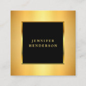 黒モダンスタイリッシュ金ゴールドプロフェッショナル スクエア名刺 (正面)