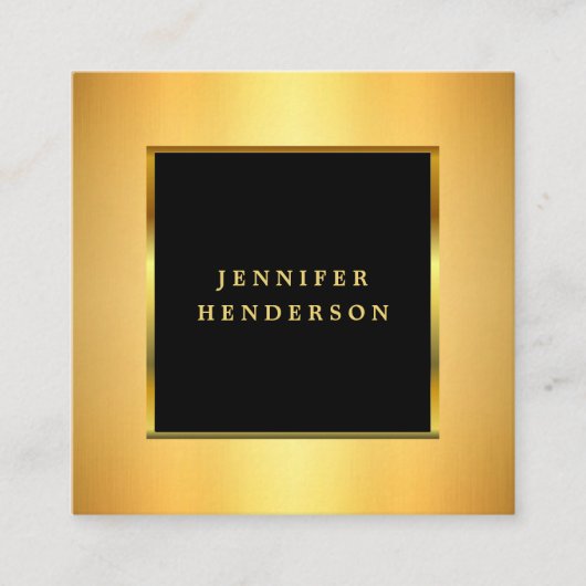 黒モダンスタイリッシュ金ゴールドプロフェッショナル スクエア名刺 (正面)