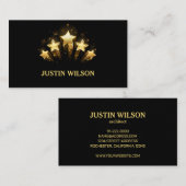 黒モダンスタイリッシュ金ゴールド星プロフェッショナル 名刺 (正面/裏面)