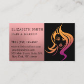 黒モダンスタイリッシュ&ピンクビューティシアンメイクアップ 名刺 (正面)