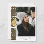 黒モダンスタイリッシュ&金ゴールド格子写真クリスマス シーズンカード (正面)