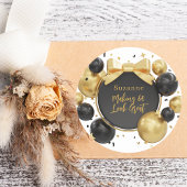 黒モダンスタイリッシュ&金ゴールド60誕生日 ラウンドシール