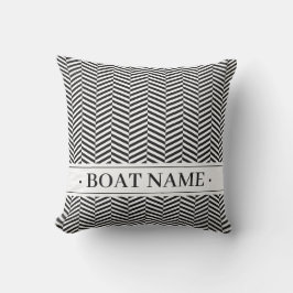 黒モダンスタイリッシュHerringbone Pattern Boat Name アウトドアクッション