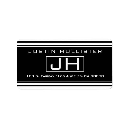 黒モダンストライプのと白 ラベル (正面)