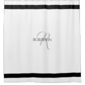 黒モダンストライプの白 シャワーカーテン (正面)