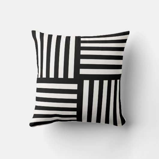黒モダンストライプの装飾用クッションミニマル クッション (裏面)