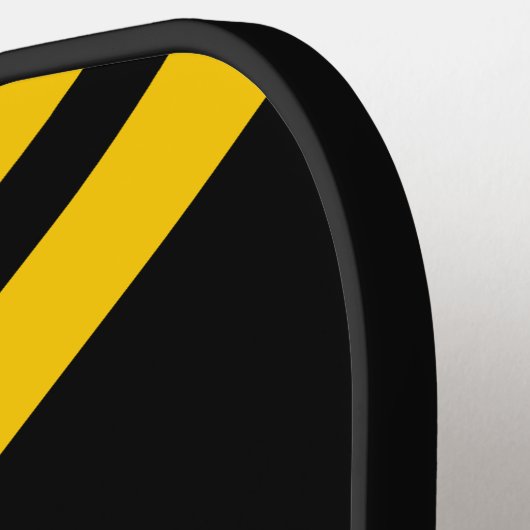 黒モダンストライプの金ゴールドパーソナライズされた ピックルボールラケット (左詳細)