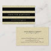 黒モダンストライプはっきりした金ゴールドグリッター 名刺 (正面/裏面)