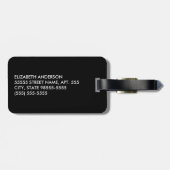 黒モダンストライプフェイクレッド・グリッツと名前 ラゲッジタグ (裏面横)