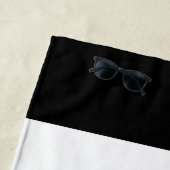 黒モダンストライプ名モノグラム ビーチタオル (インサイチュ)