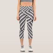 黒モダンストライプ白とグレーのクール服 カプリレギンス (正面)